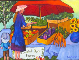 August Flagstaff Farmers' Market , 12" x 16" by Judy Feldman