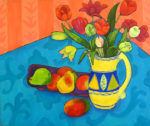 Tulips and Fruit II, 24" x 36" by Judy Feldman